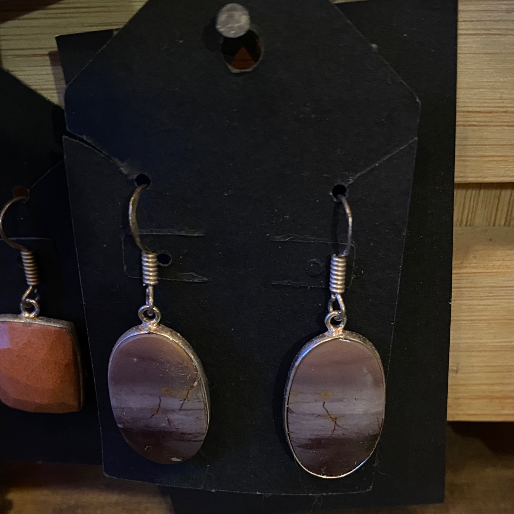 Sterling Silver And Brown Stone Earrings